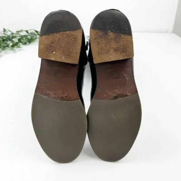 Tory Burch The Eloise Tall logo Riding Boot Leather Deep Brown w Gold details 7 - Picture 7 of 11